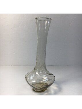 Princess House Heritage Glass Bud Vase Swirl Design 7.5" Tall Gold Tint Vintage